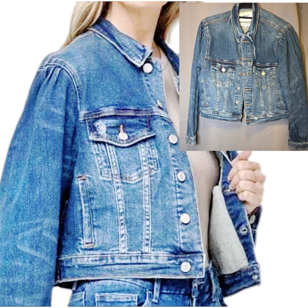 Vervet Puff Sleeve Trucker Denim Jacket Size S